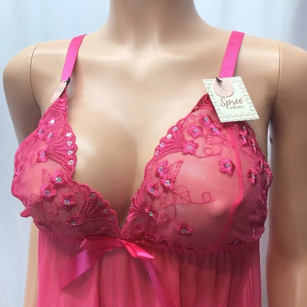 Spree Intimates Hot Pink Babydoll Lingerie Set